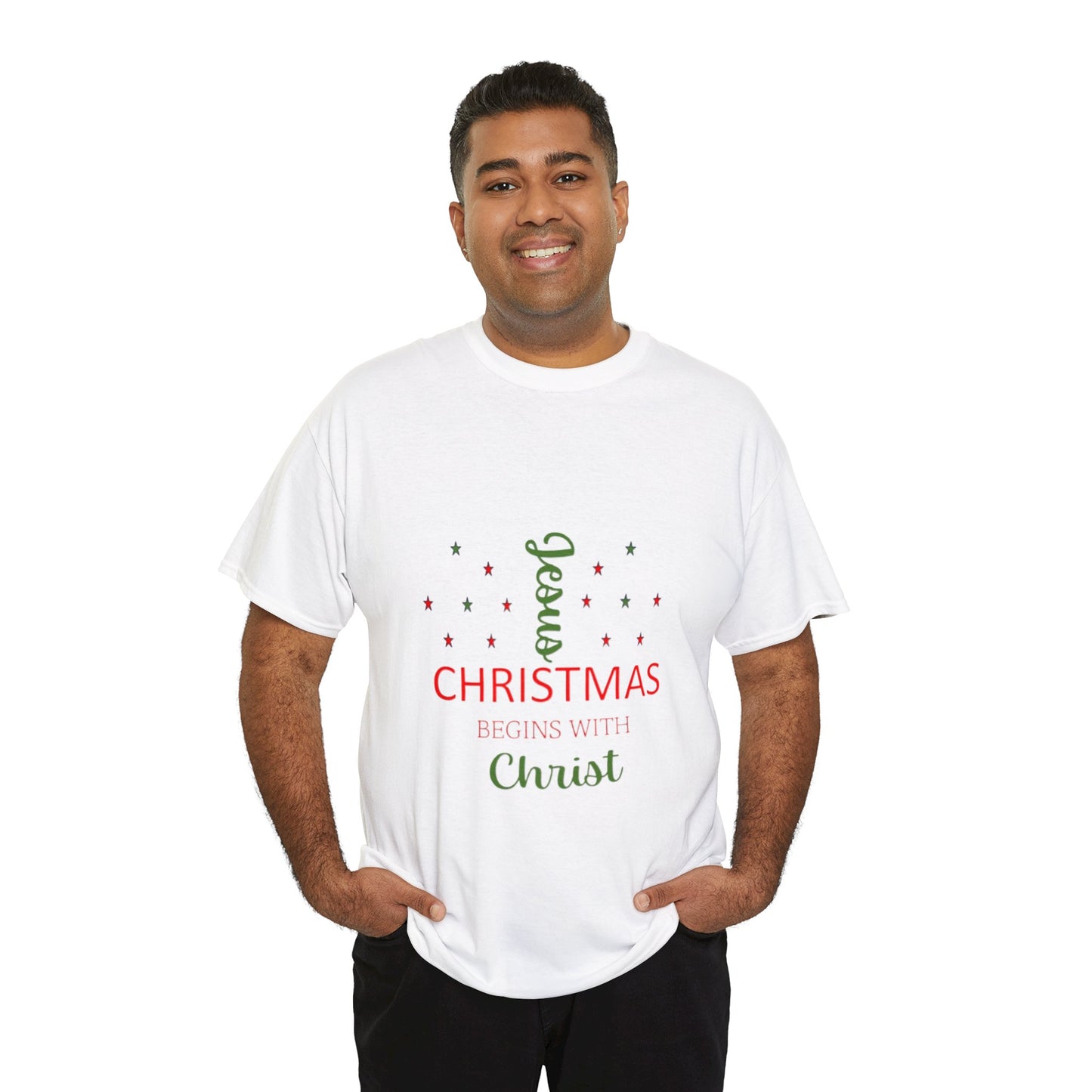 Christmas Begins With Christ Unisex Heavy Cotton Tee