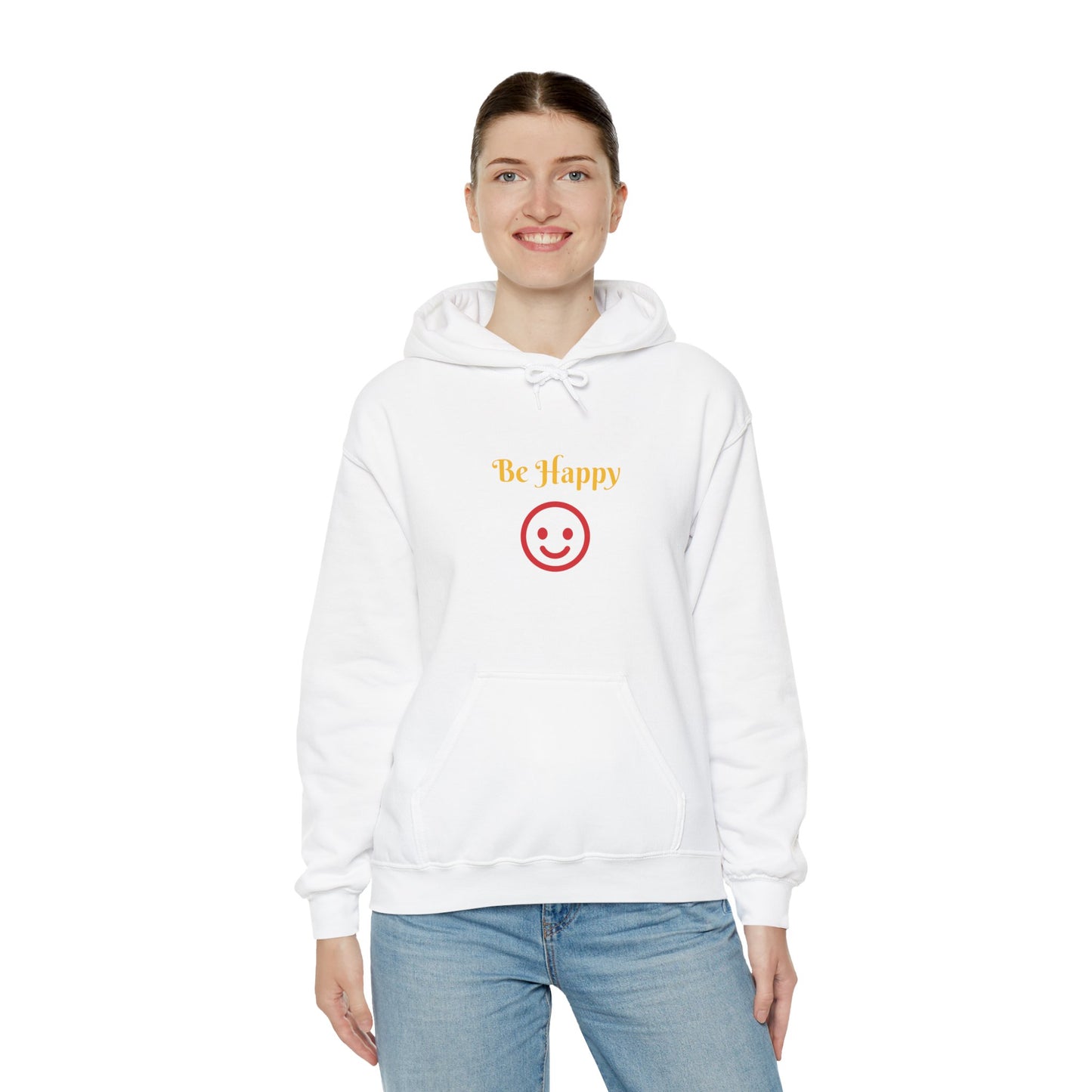 Be Happy Smiley Hoodie - Positive Message Graphic Sweatshirt