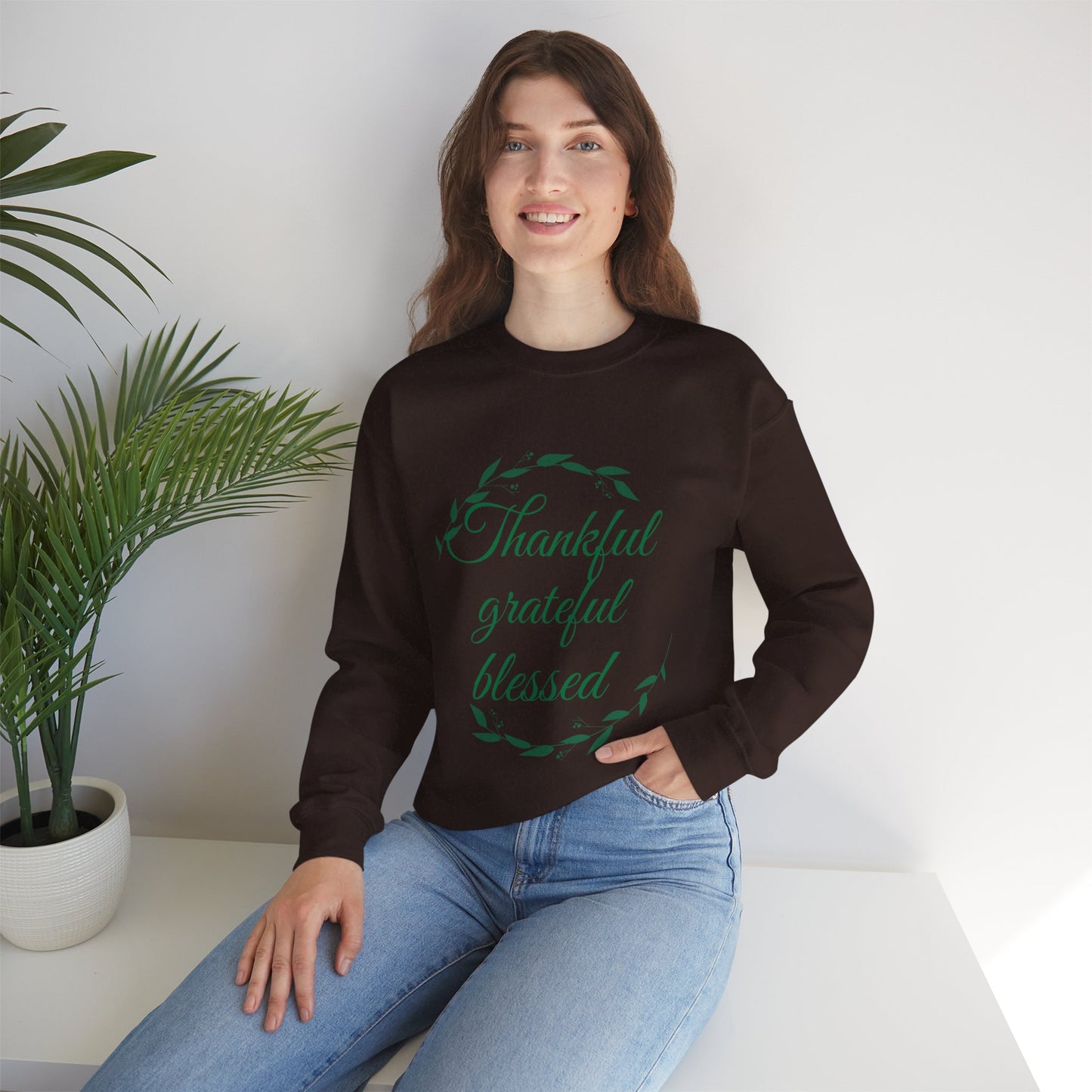 Thankful Grateful Blessed Sweatshirt — Cozy Thanksgiving Crewneck