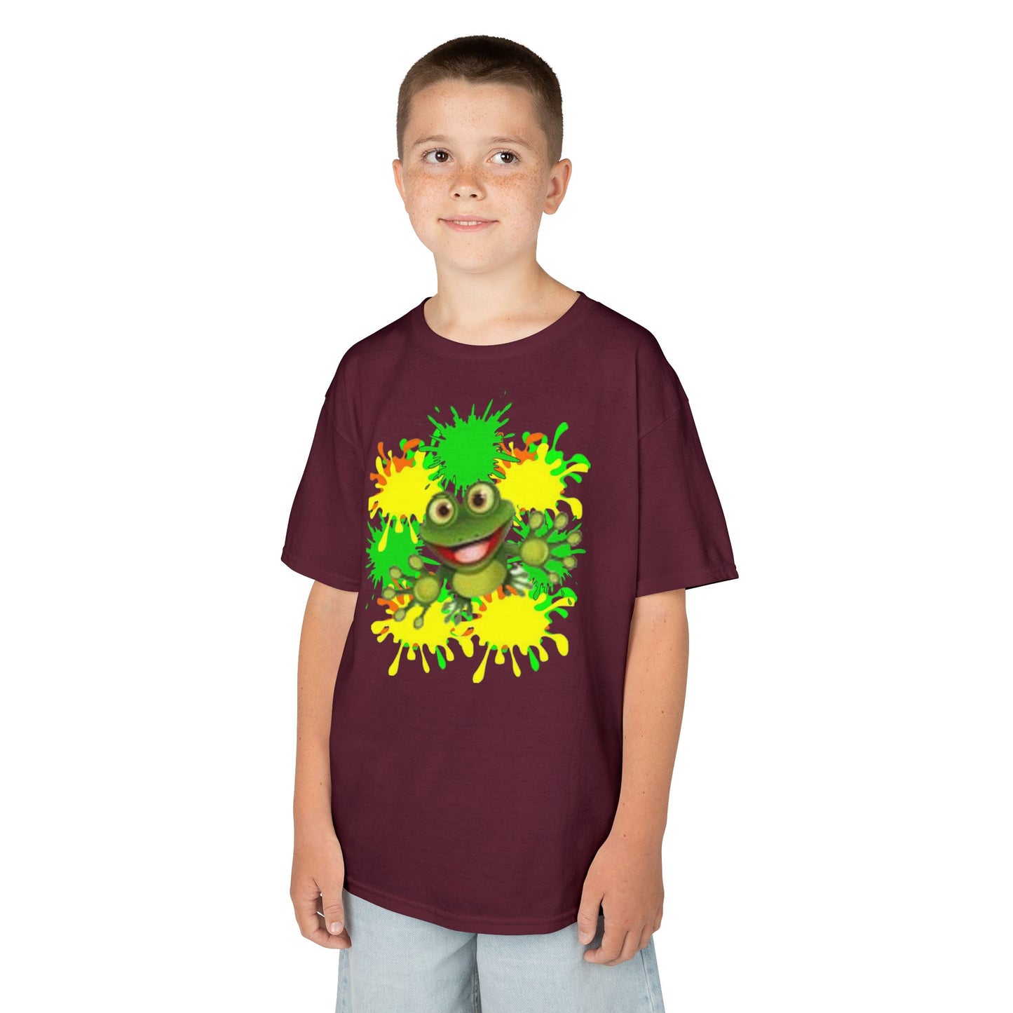 Kids Tee — Happy Green Monster Splash Graphic