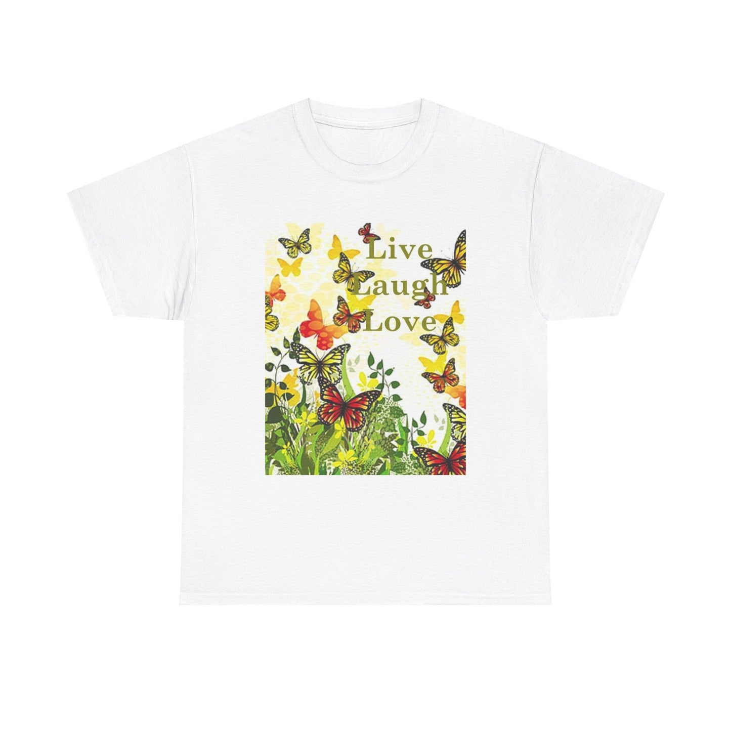 Live Laugh Love Butterfly T-Shirt — Floral Spring Garden Tee