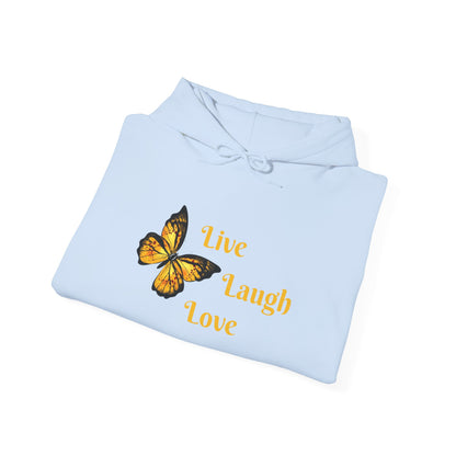 Butterfly "Live Laugh Love" Hoodie - Cozy Inspirational Graphic Sweatshirt