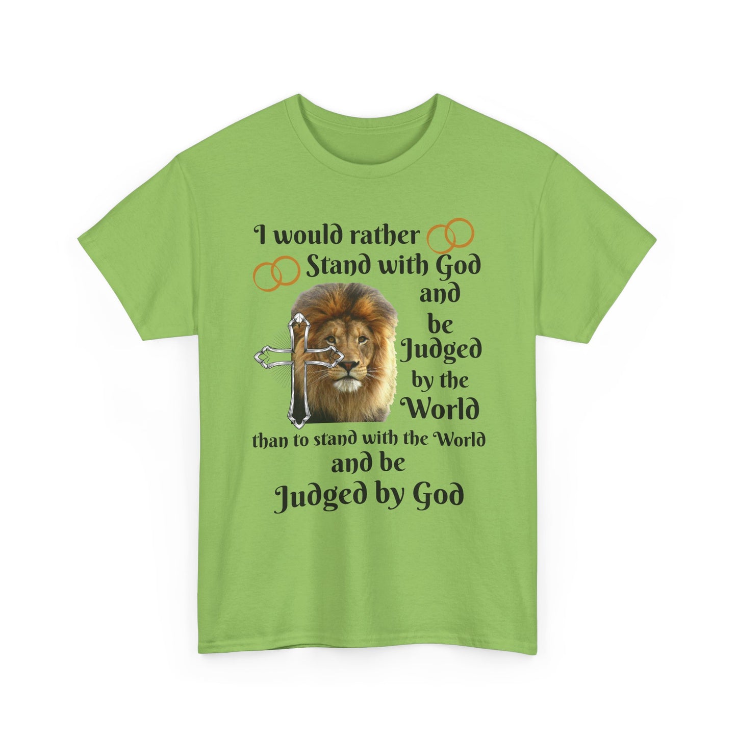 Christian Lion T-Shirt — "I Would Rather Stand with God" Faith Graphic Tee