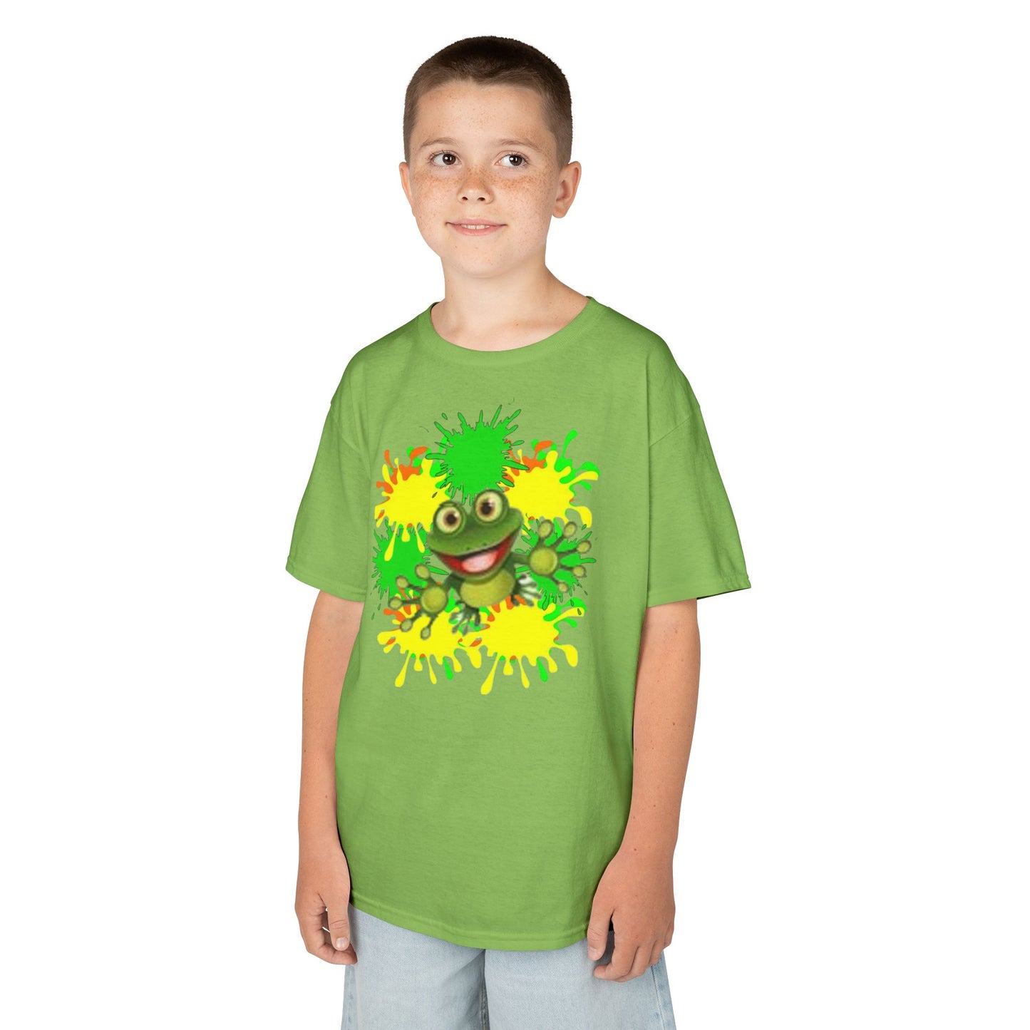 Kids Tee — Happy Green Monster Splash Graphic