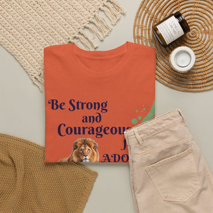 Lion Scripture Tee — "Be Strong and Courageous for Adonai" Joshua 1:9