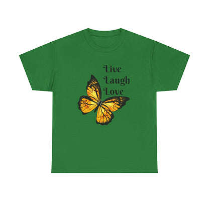 Live Laugh Love Butterfly T-Shirt — Inspirational Floral Tee