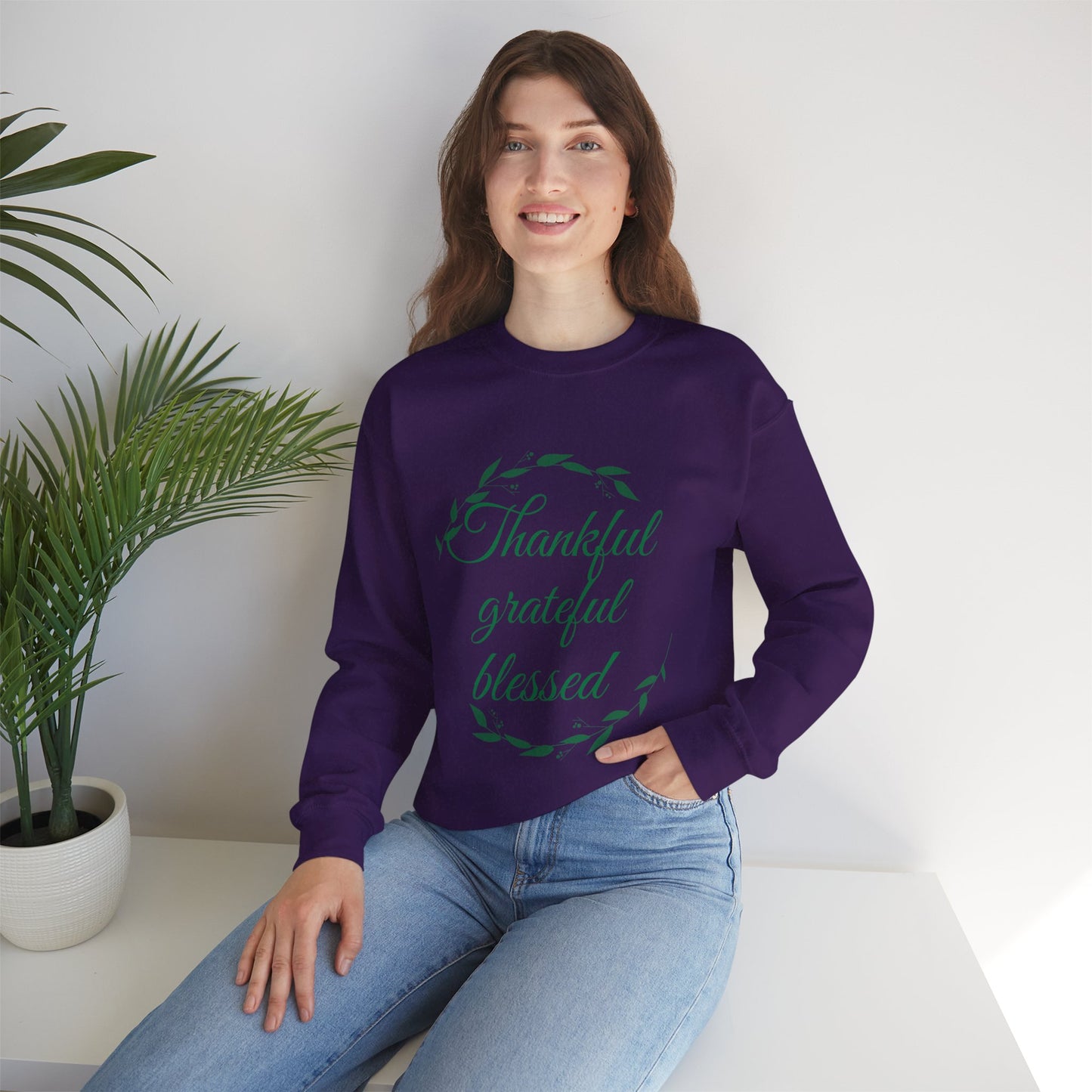 Thankful Grateful Blessed Sweatshirt — Cozy Thanksgiving Crewneck