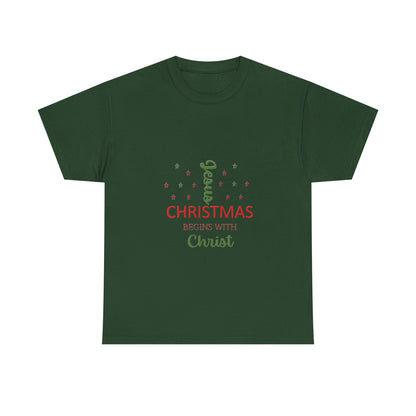 Christmas Begins With Christ Unisex Heavy Cotton Tee