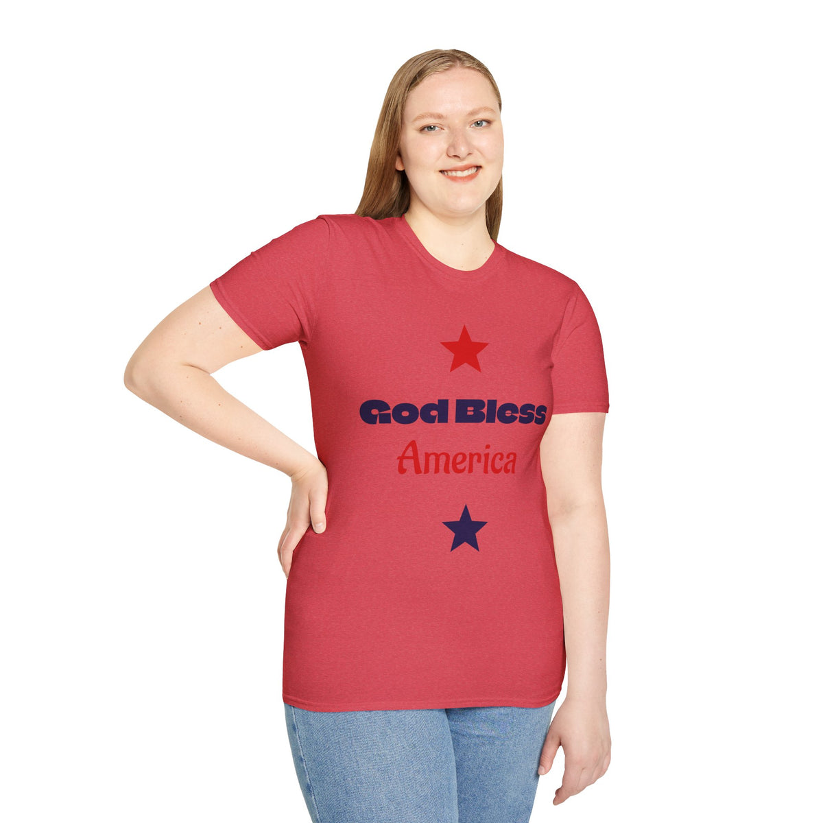 T-Shirt — "God Bless America" Patriotic Stars Tee