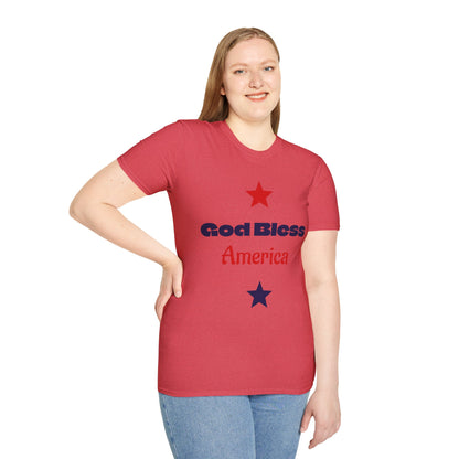T-Shirt — "God Bless America" Patriotic Stars Tee
