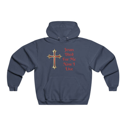 Christian Hoodie — "Jesus Died For Me Now I Live" Cross Graphic Pullover