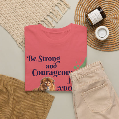 Lion Scripture Tee — "Be Strong and Courageous for Adonai" Joshua 1:9
