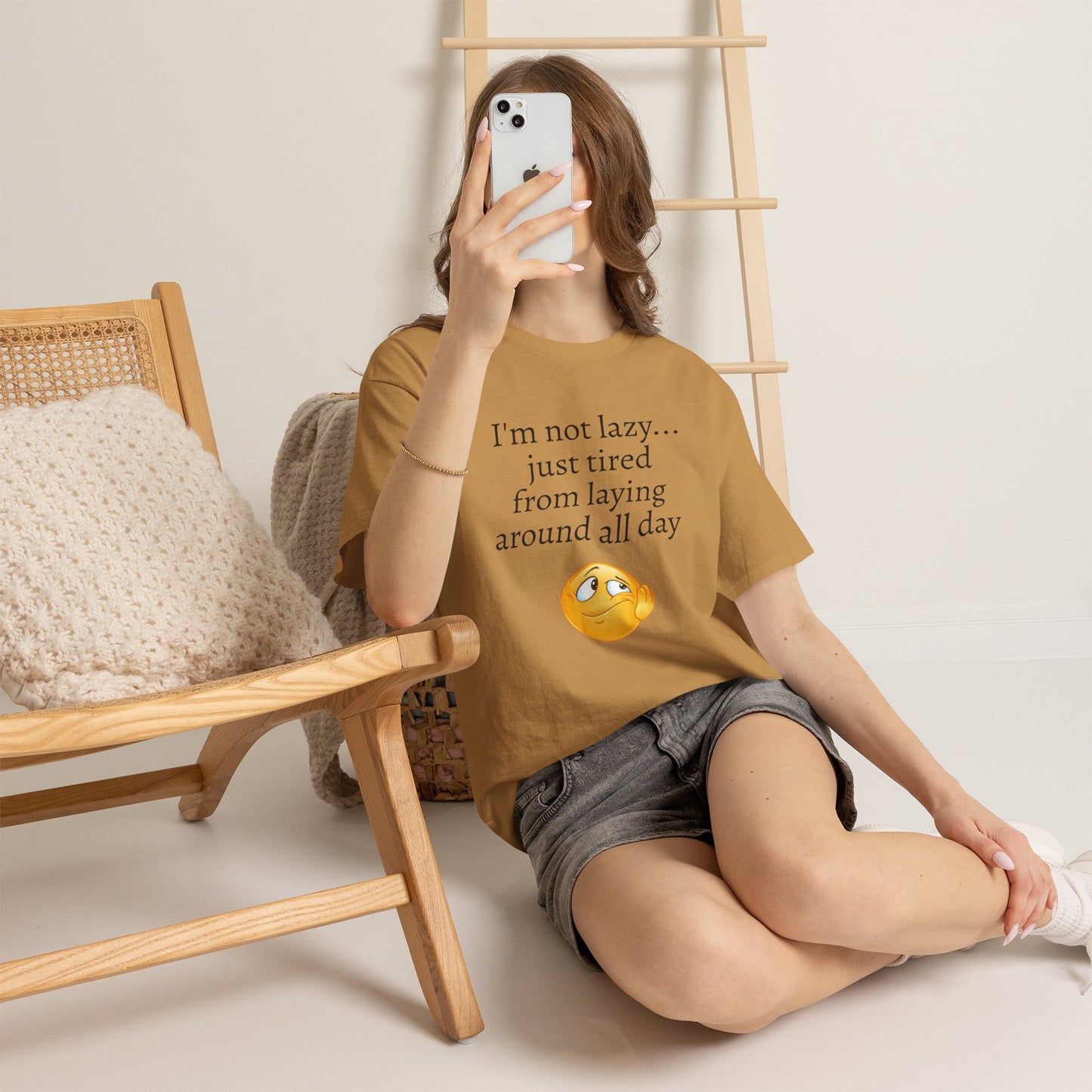 Funny "I'm Not Lazy" T-Shirt — Lazy Emoji Cotton Tee