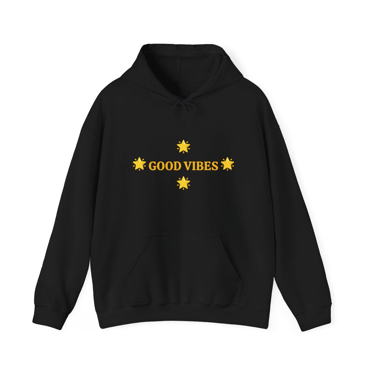 Good Vibes Hoodie — Minimal Yellow Stars Graphic Hooded Sweatshirt