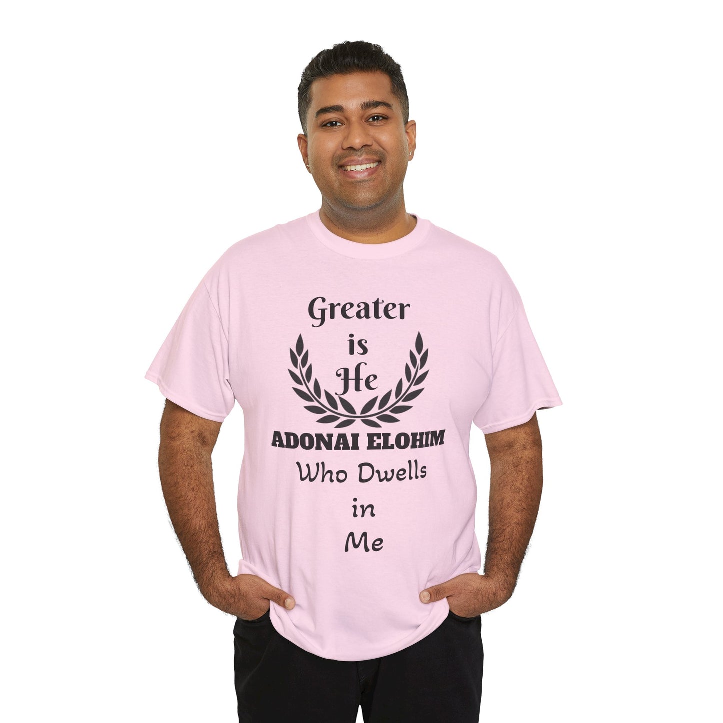 Greater Is He Who Dwells In Me T-Shirt — Christian Faith Inspirational Tee