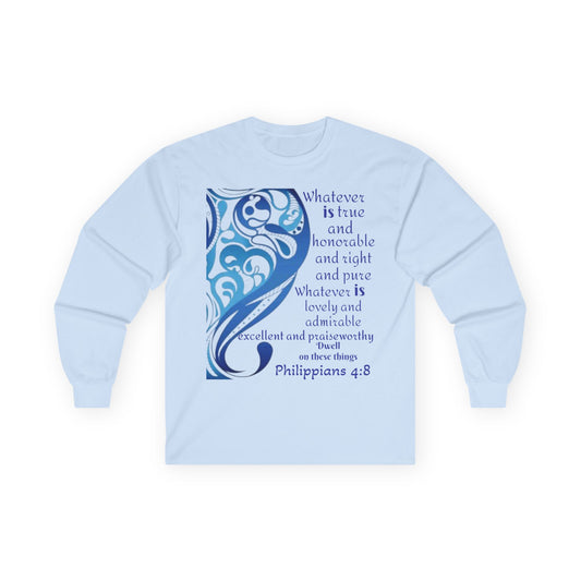 Unisex Inspirational Long Sleeve Tee, Motivational Shirt, Christian Apparel, Everyday Wear, Gift for Her, Scripture T-Shirt