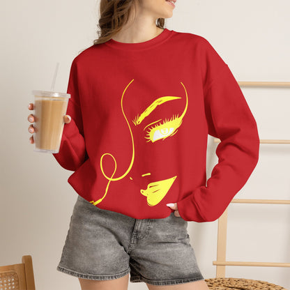 Minimal Gold Face Line Art Sweatshirt