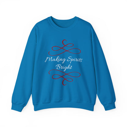 Crewneck Sweatshirt — "Making Spirits Bright" Holiday Sweatshirt (Green)