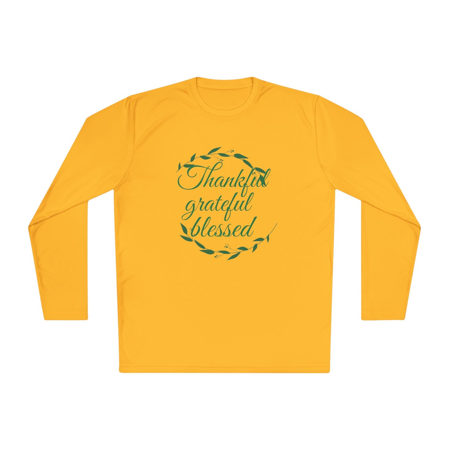 Long Sleeve Tee — "Thankful, Grateful, Blessed" Autumn Wreath Design