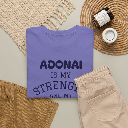 Adonai Is My Strength Tee — Psalm 28:7 Christian Faith Shirt