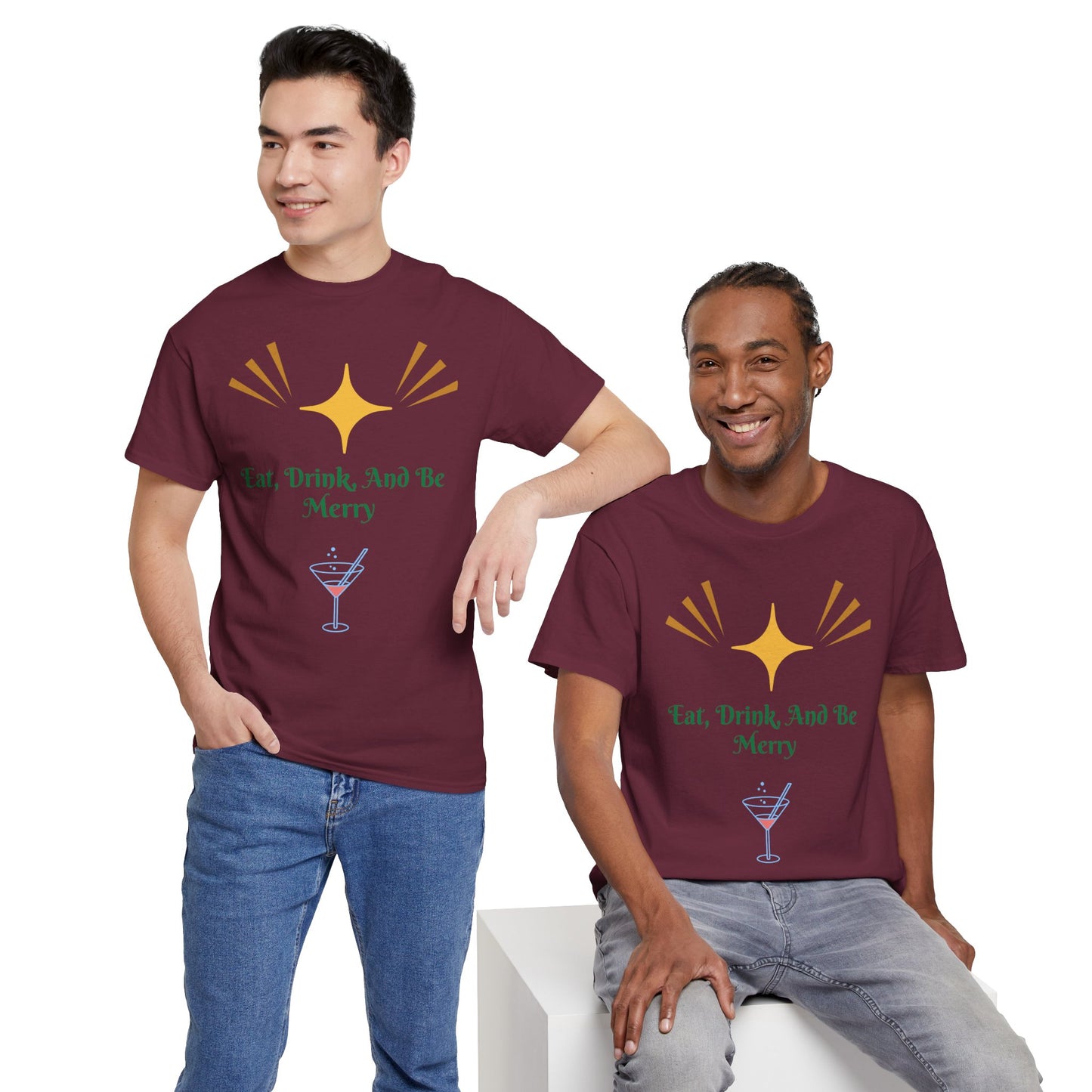 Eat, Drink and Be Merry T-Shirt — Festive Holiday Party Tee