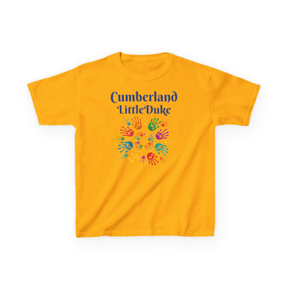 Cumberland Little Duke Kids T‑Shirt — Colorful Handprint School Spirit Tee