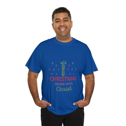 Christmas Begins With Christ Unisex Heavy Cotton Tee