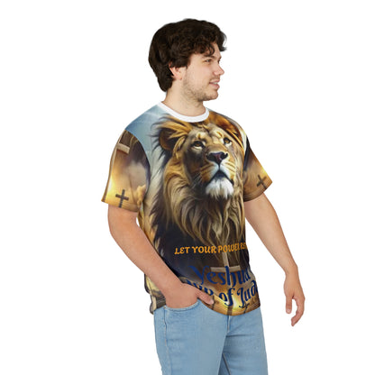 Yeshua Lion of Judah All-Over Print Tee — "Let Your Power Reign" Christian Faith Shirt