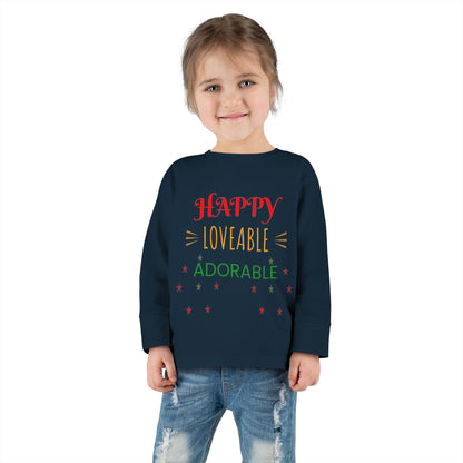 Happy Loveable Adorable Toddler Long Sleeve Tee