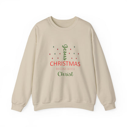 Christmas Begins With Christ Crewneck Sweatshirt