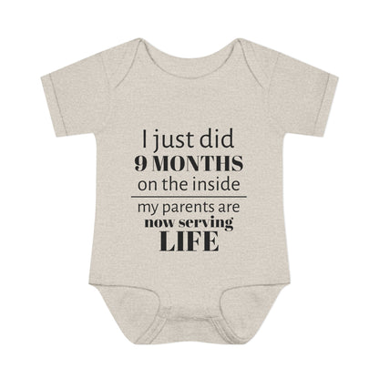 Baby Bodysuit - "I Just Did 9 Months on the Inside" Funny Newborn Onesie