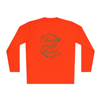 Long Sleeve Tee — "Thankful, Grateful, Blessed" Autumn Wreath Design