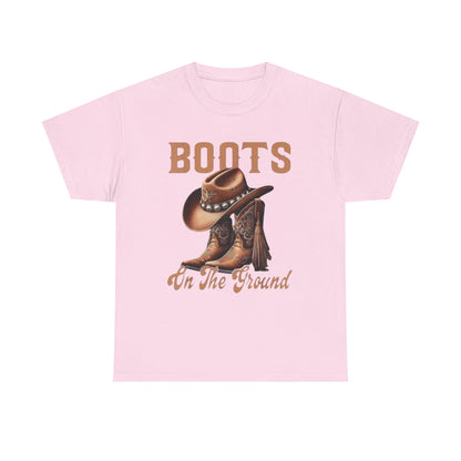 Cowboy Boots T-Shirt — "Boots On The Ground" Western Graphic Tee