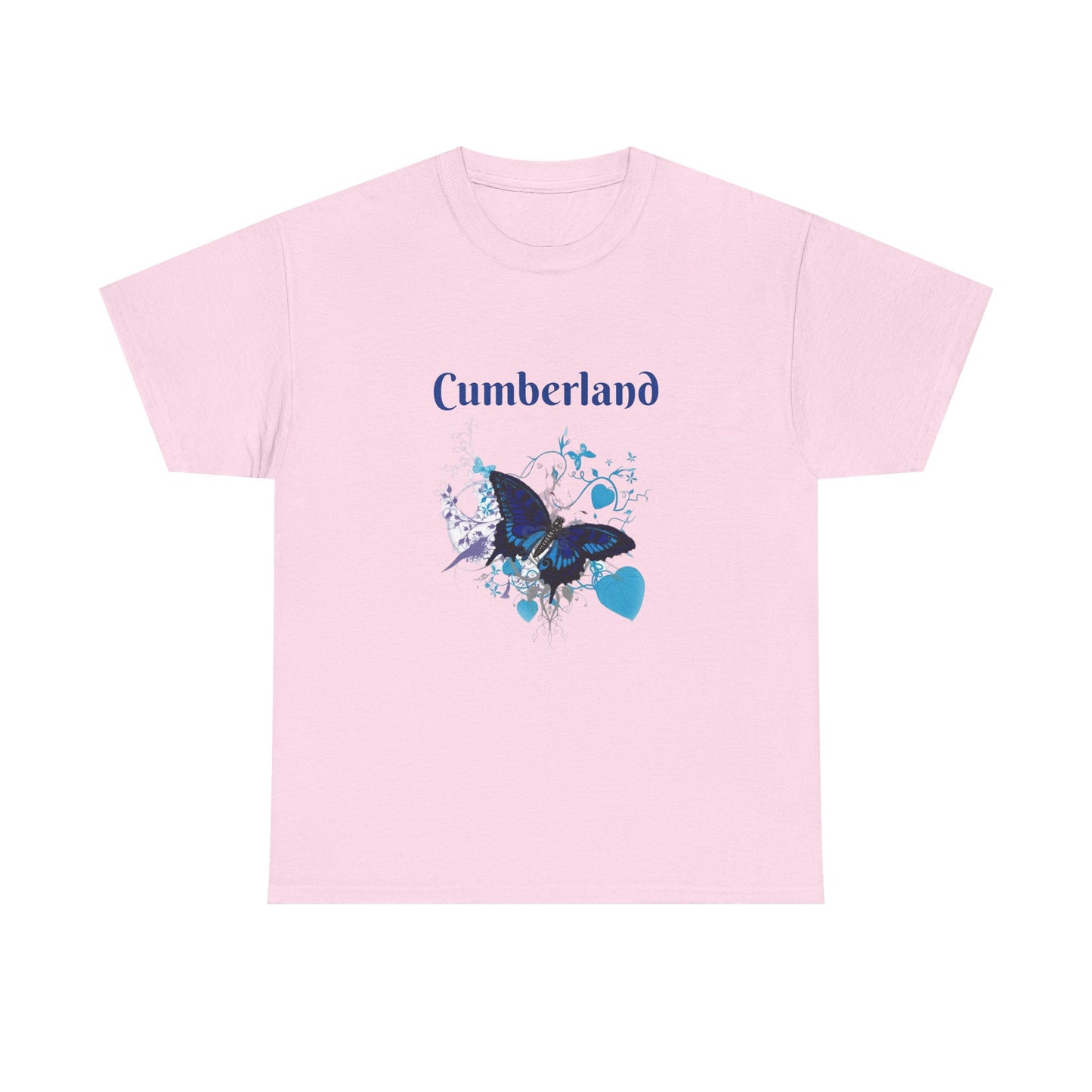 Cumberland Blue Butterfly Tee — Floral Heart Graphic T-Shirt