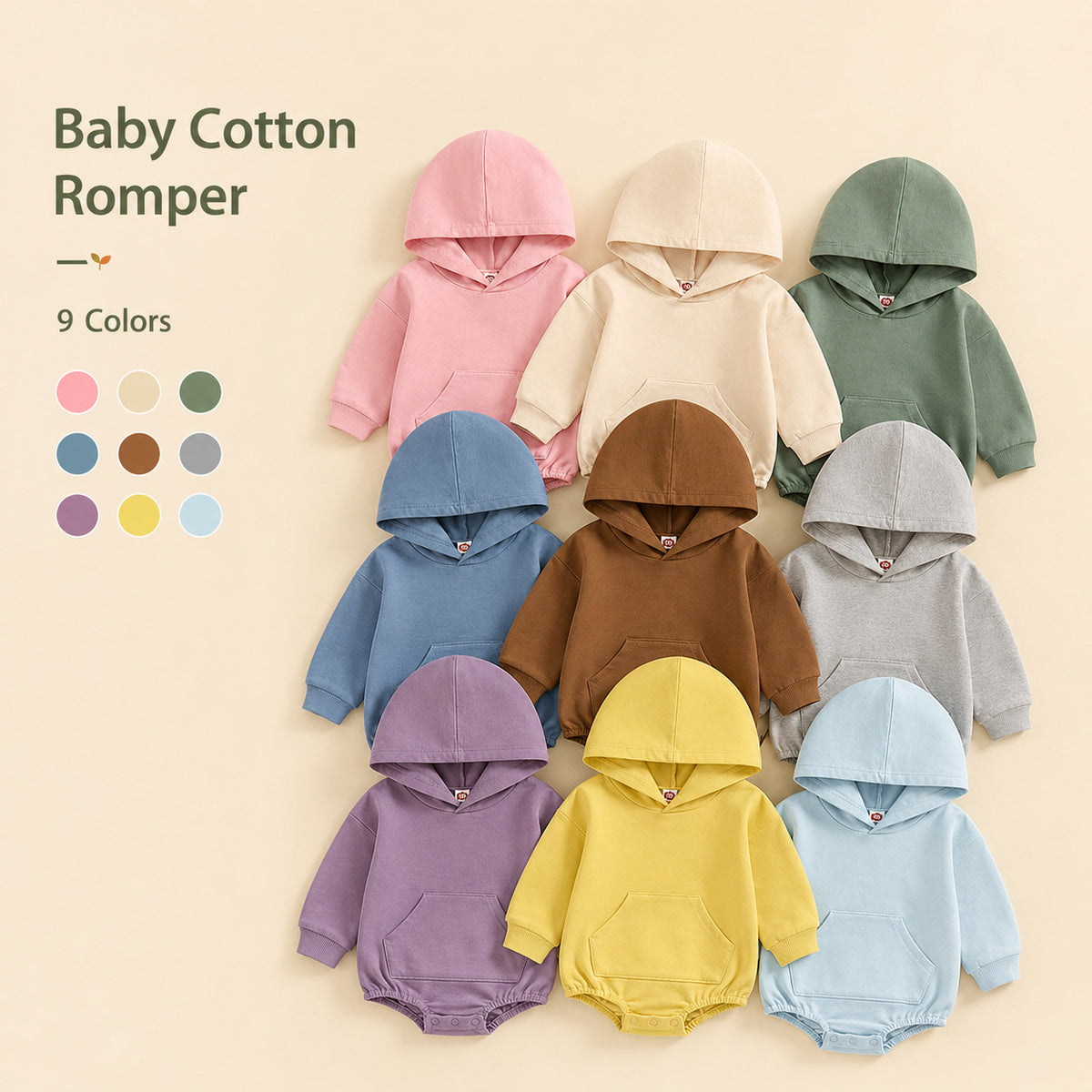 Baby spring and autumn triangle hooded one-piece suit, newborn one-piece suit, Ha Yi