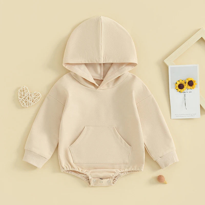 Baby spring and autumn triangle hooded one-piece suit, newborn one-piece suit, Ha Yi
